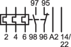 Електрична схема Теплові реле до контакторів типорозміру 1 (EV007...EV015)