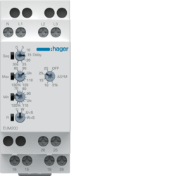 EUM200 Реле контролю фаз та напруги без затр. на увімкн., 1P+N/3P+N,  2 перекид.контакт