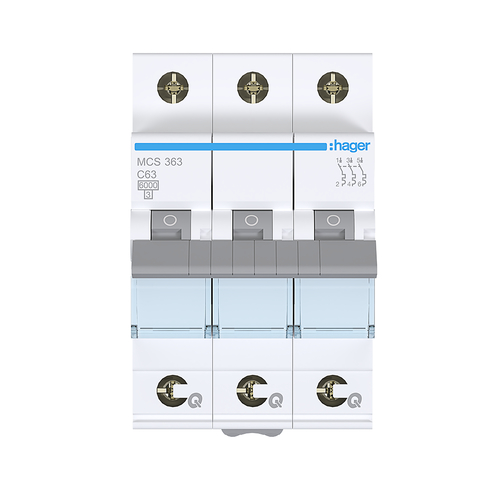 MCS363 Автоматичний вимикач QC 3P 6kA C-63A 3M